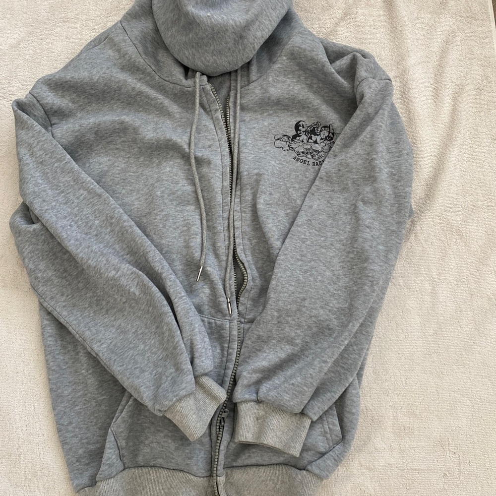 Gray Zip-Up Women’s Hooded Sweatshirt